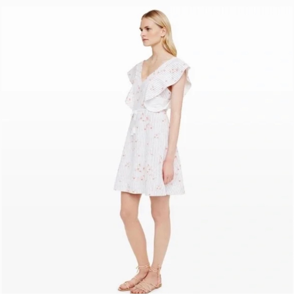 Club Monaco white summer dress with red pattern